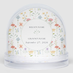 Boho Chic Wildflowers Modern Floral Wedding Photo Snowglobe