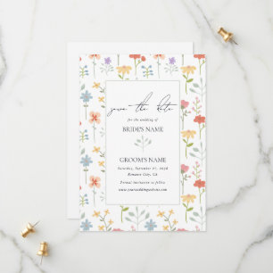 Boho Chic Wildflowers Modern Floral Wedding Save The Date