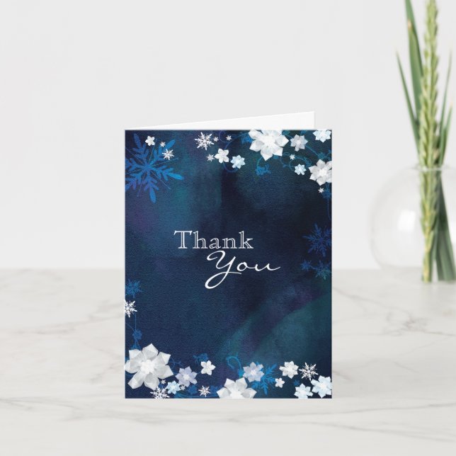 Boho Chic Winter Wonderland Wedding Thank You Card (Front)