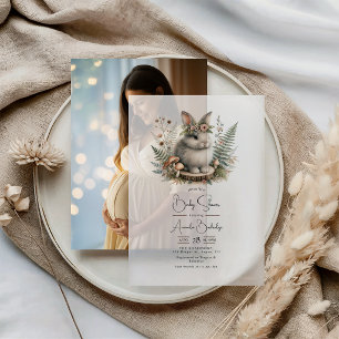 Boho Chic Woodland Bunny Baby Shower Vellum Invitations