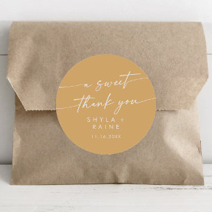 Boho Chic Yellow Marigold A Sweet Thank You Favour Classic Round Sticker