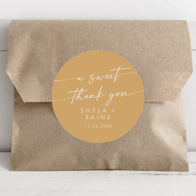 Boho Chic Yellow Marigold A Sweet Thank You Favour Classic Round Sticker (Creator Uploaded)