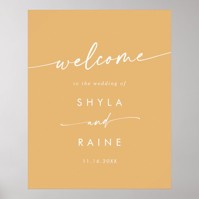 Boho Chic Yellow Marigold DIY Wedding Welcome Sign (Front)