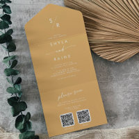 Boho Chic Yellow Marigold Dual QR Code Wedding