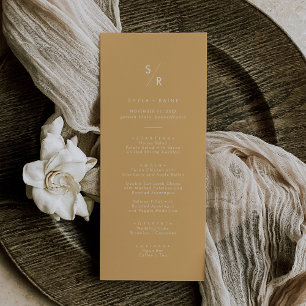 Boho Chic Yellow Marigold Monogram Wedding Menu