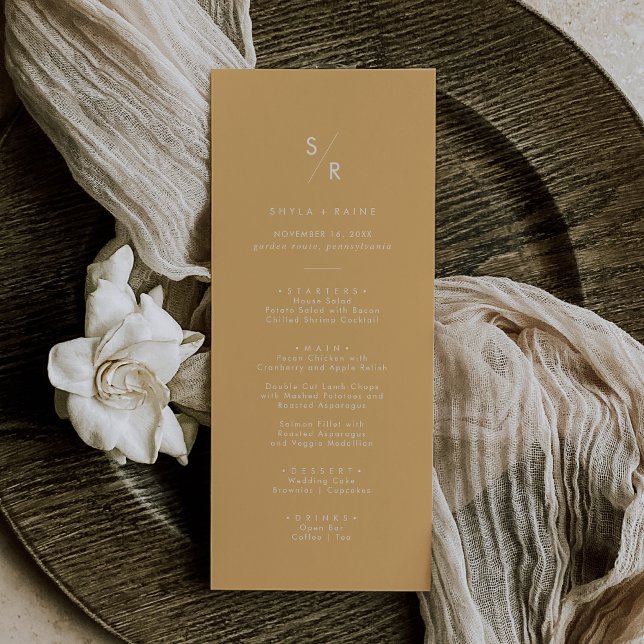 Boho Chic Yellow Marigold Monogram Wedding Menu (Creator Uploaded)