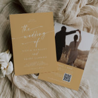 Boho Chic Yellow Marigold Photo QR Code Wedding