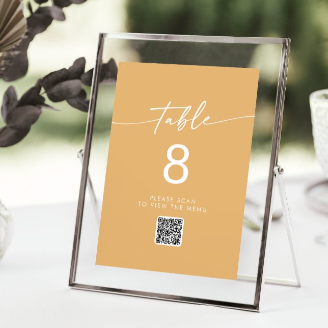 Boho Chic Yellow Marigold QR Code Table Numbers (Creator Uploaded)