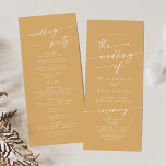 Boho Chic Yellow Marigold Tea Length Wedding Programme<br><div class="desc">This boho chic yellow marigold tea length wedding program is perfect for a minimalist wedding ceremony. The colourful bold and bright yellow modern bohemian design features simple rustic calligraphy with a unique yet classic style. Personalise your wedding program with you names, wedding date, location, order of service, wedding party and...</div>