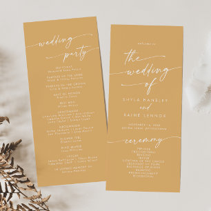 Boho Chic Yellow Marigold Tea Length Wedding Programme