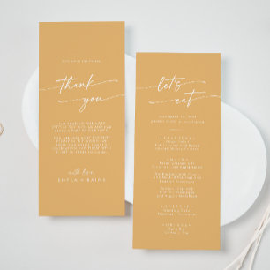 Boho Chic Yellow Marigold Thank You and Wedding Menu