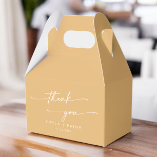 Boho Chic Yellow Marigold Thank You Wedding Favour Box