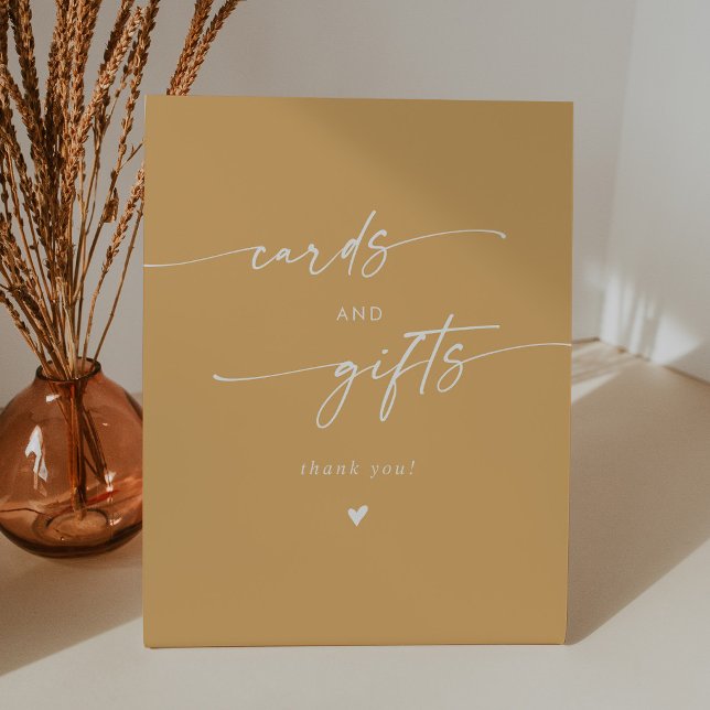 Boho Chic Yellow Marigold Wedding Cards and Gifts Pedestal Sign (Creator Uploaded)