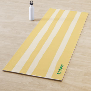 Boho Chic Yellow Stripe Personalised Yoga Mat