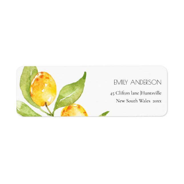 BOHO CHIC YELLOW WATERCOLOUR FOLIAGE OLIVE ADDRESS (Front)