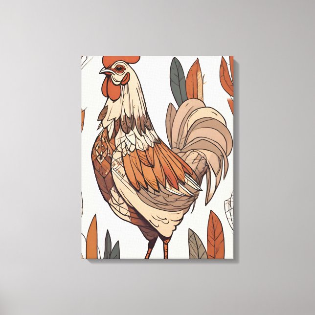 Boho chicken Leaf Botanical art style Modern Canvas Print (Front)