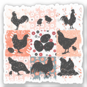 Boho Chickens Cottagecore Aesthetic Retro Floral