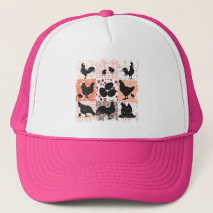 Boho Chickens Cottagecore Aesthetic Retro Floral Trucker Hat