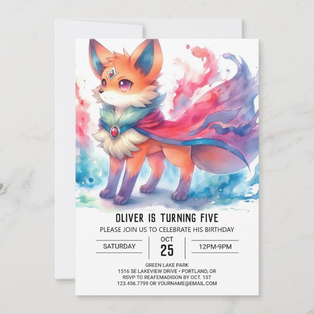 Boho Children Fox Birthday Invitation (Front)