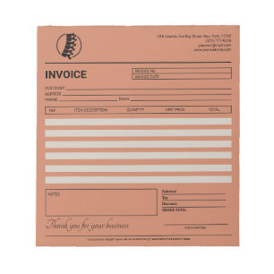 Boho Chiropractor Invoice / Receipt  Notepad