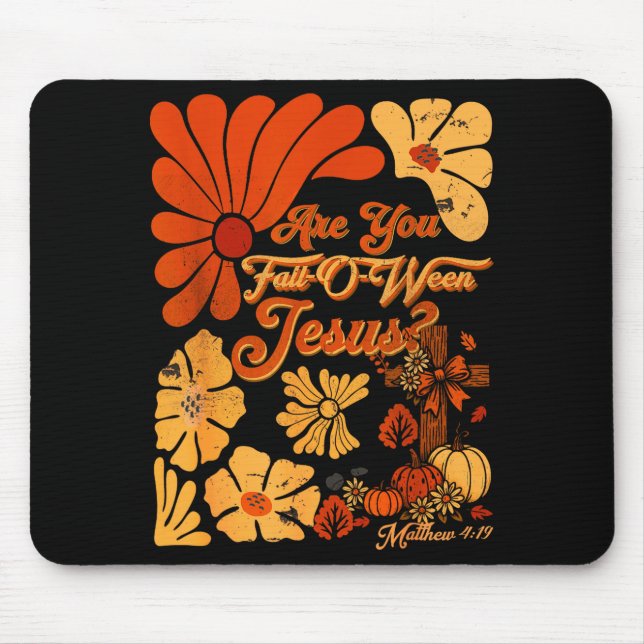 Boho Christian Fall Thanksgiving Are You Fall-o-we Mouse Mat (Front)