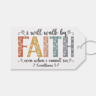 Boho Christian Walk by Faith Bible Verse Floral Gift Tags