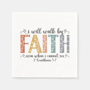 Boho Christian Walk by Faith Bible Verse Floral Napkin