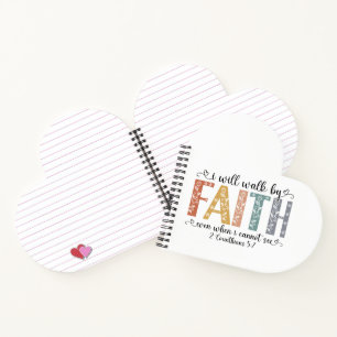 Boho Christian Walk by Faith Bible Verse Floral Notebook
