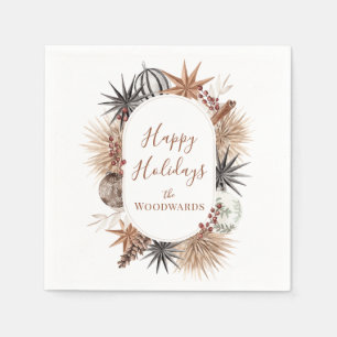 Boho Christmas Botanicals Personalised Napkin