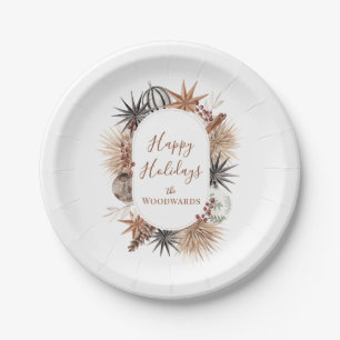 Boho Christmas Botanicals Personalised Paper Plate