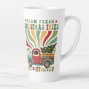 Boho Christmas Farm Fresh Trees Truck  Latte Mug