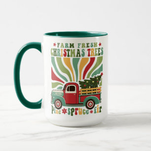 Boho Christmas Farm Fresh Trees Truck  Mug