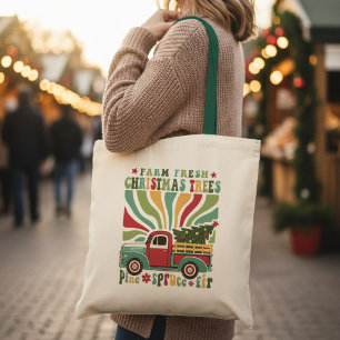 Boho Christmas Farm Fresh Trees Truck  Tote Bag