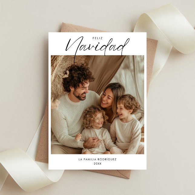 Boho Christmas Feliz Navidad Family Photo  Holiday Card (Creator Uploaded)