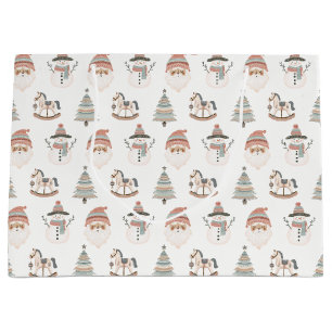 Boho Christmas Joy Holiday Large Gift Bag