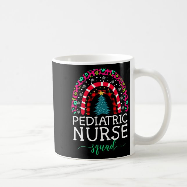 Boho Christmas Leopard Rainbow Pediatric Nurse Squ Coffee Mug (Right)