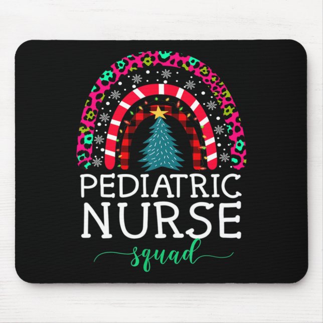 Boho Christmas Leopard Rainbow Pediatric Nurse Squ Mouse Mat (Front)