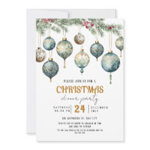 Boho Christmas ornament party Invitation