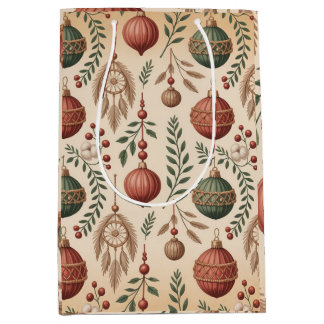 Boho Christmas Ornaments Medium Gift Bag