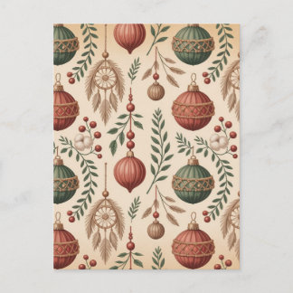 Boho Christmas Ornaments Postcard