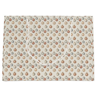 Boho Christmas Ornaments  Warm Vintage Winter Large Gift Bag