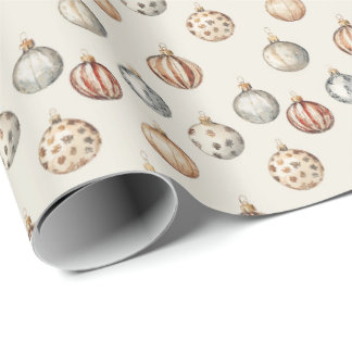 Boho Christmas Ornaments  Warm Vintage Winter Wrapping Paper