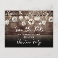 Boho Christmas Party Save the Date Postcard