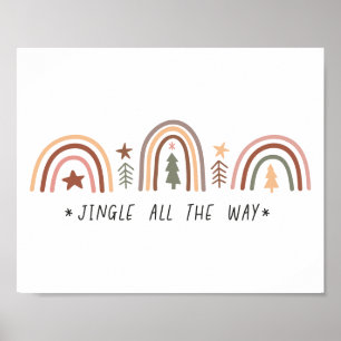 Boho Christmas Rainbow Muted tones colours Jingle Poster