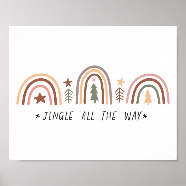 Boho Christmas Rainbow Muted tones colours Jingle Poster (Front)