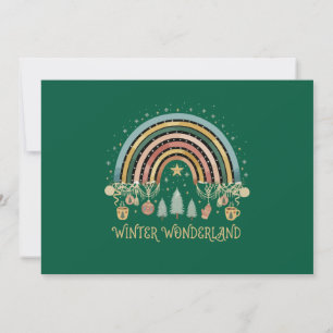 Boho Christmas Rainbow Winter Wonderland Thank You Card