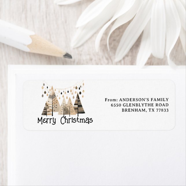 Boho Christmas Return Address Label (Insitu)