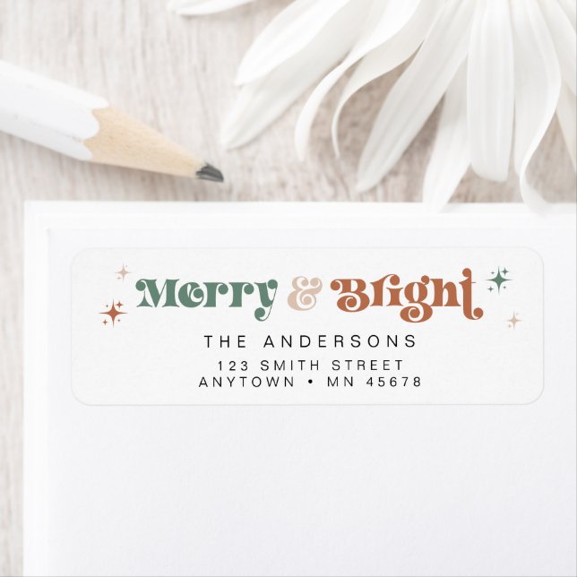 Boho Christmas Return Address Label Holiday Retro (Insitu)
