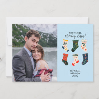 Boho Christmas Stockings Cute Custom Photo Holiday Card