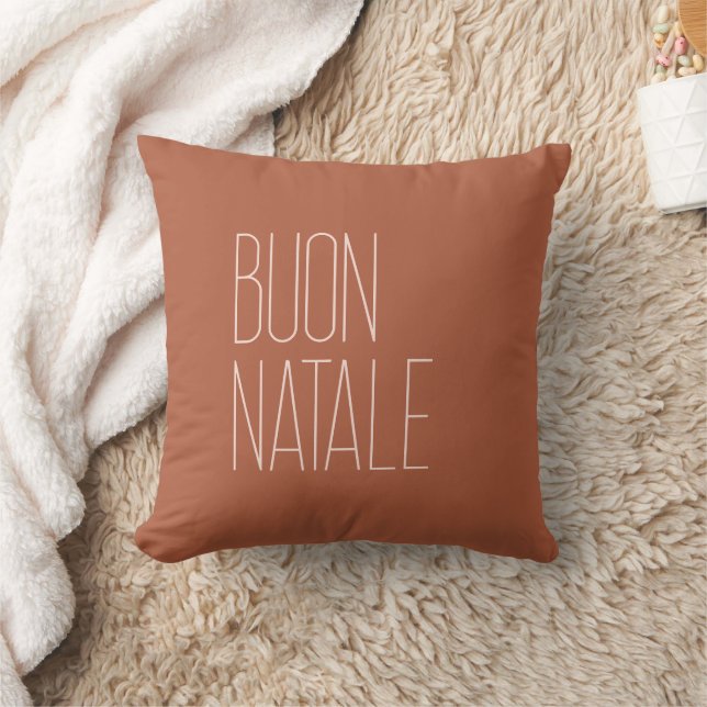Boho Christmas Throw Pillow "BUON NATALE" (Blanket)